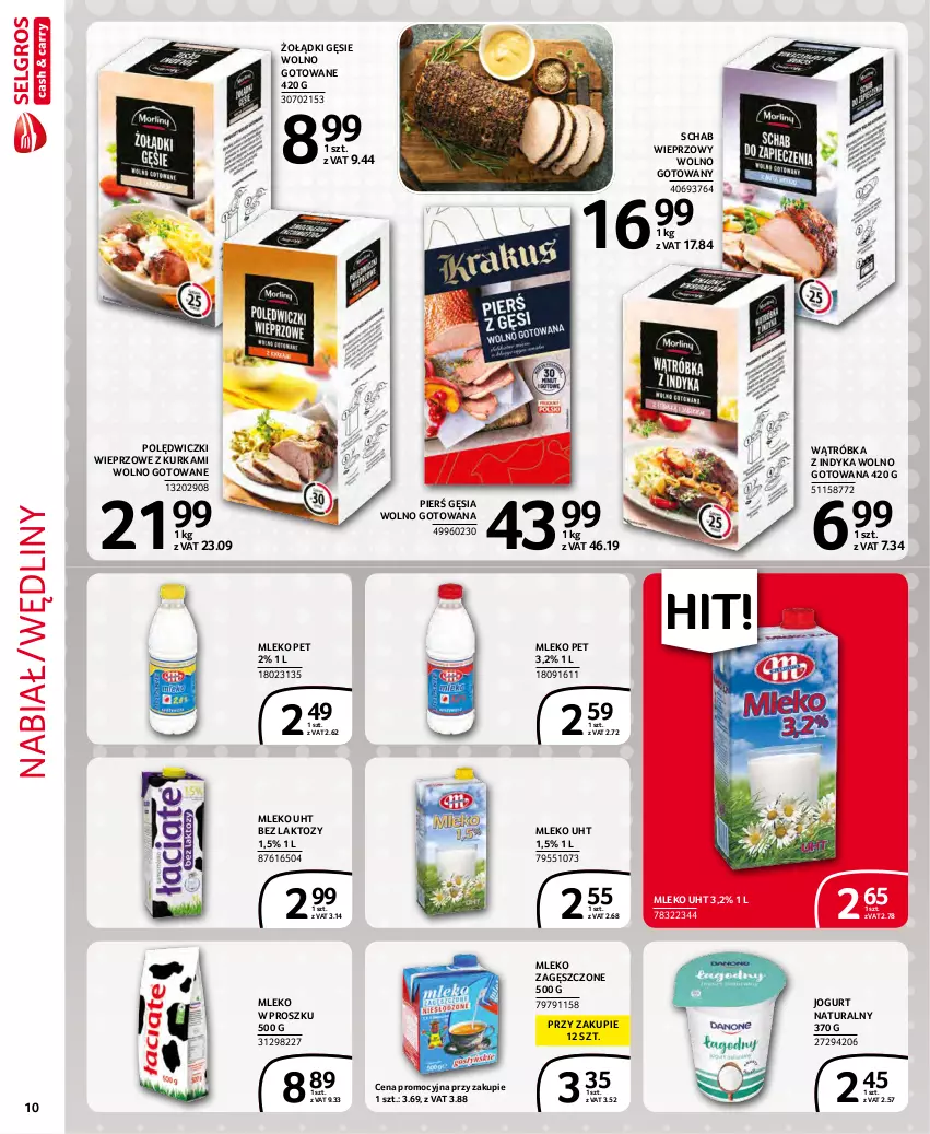 Gazetka promocyjna Selgros - Extra Oferta - ważna 01.11 do 30.11.2021 - strona 10 - produkty: Jogurt, Jogurt naturalny, Mleko, Mleko w proszku, Mleko zagęszczone, Schab wieprzowy