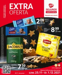 Gazetka promocyjna Selgros - Extra Oferta - Gazetka - ważna od 30.11 do 30.11.2021 - strona 1 - produkty: Top, Kawa mielona, Kawa, Jacobs Krönung, Tran, Lipton, Czekolada, Jacobs, Herbata, LG, Fa