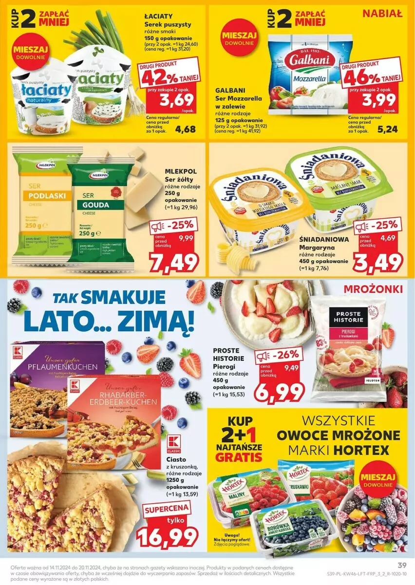 Gazetka promocyjna Kaufland - ważna 14.11 do 20.11.2024 - strona 33 - produkty: Danio, Galbani, Hortex, Margaryna, Mozzarella, Owoce, Pierogi, Ser, Serek, Serek puszysty