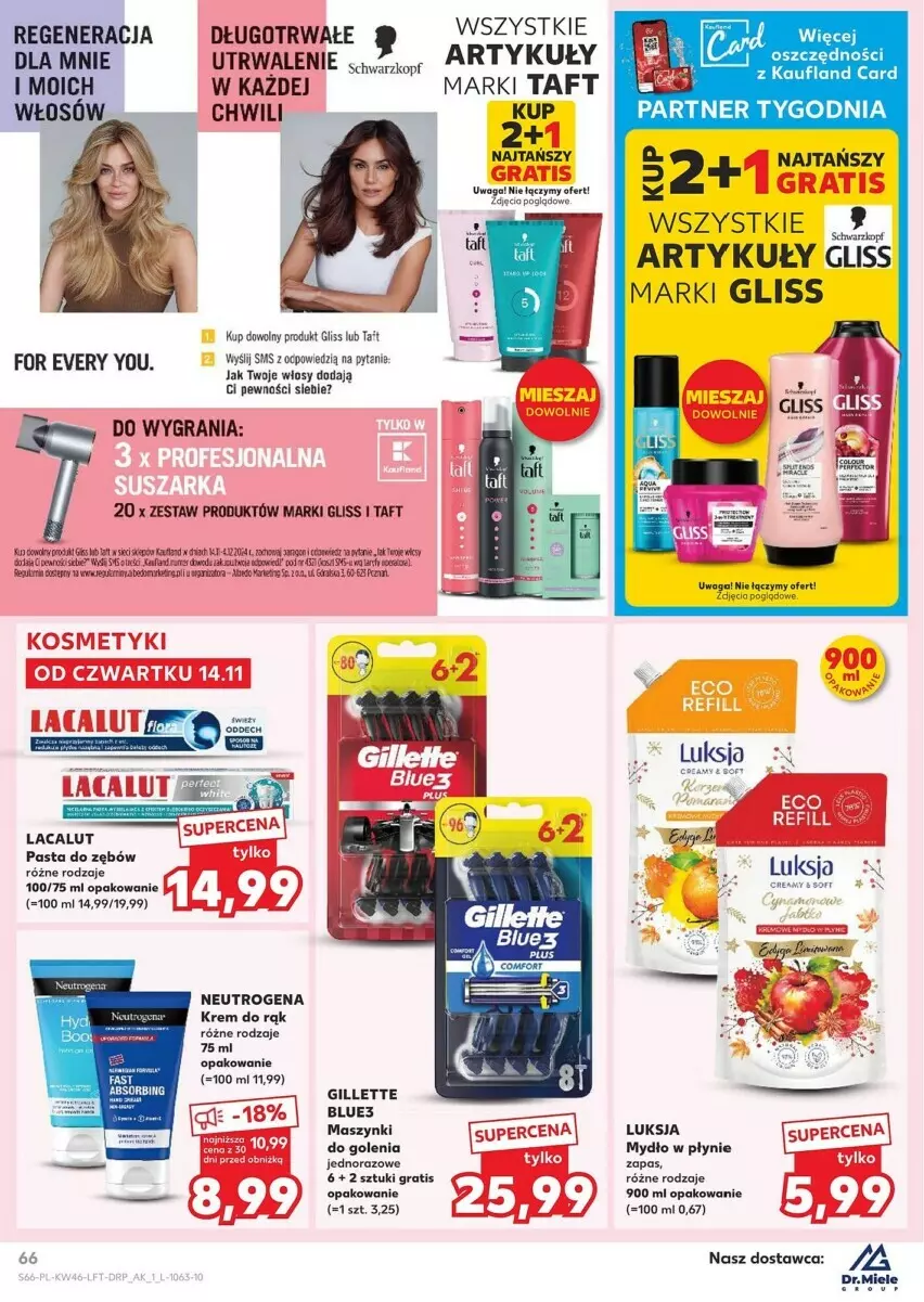 Gazetka promocyjna Kaufland - ważna 14.11 do 20.11.2024 - strona 63 - produkty: Gillette, Gra, Krem do rąk, Lacalut, Luksja, Mydło, Mydło w płynie, Neutrogena, Pasta do zębów, Taft, Waga