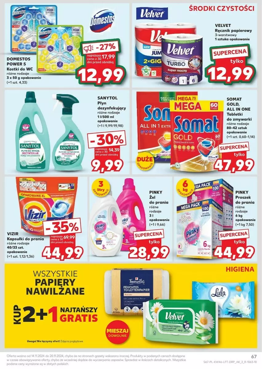 Gazetka promocyjna Kaufland - ważna 14.11 do 20.11.2024 - strona 64 - produkty: Domestos, Kapsułki do prania, Papier, Ręcznik, Sanytol, Somat, Tablet, Velvet, Vizir, Waga, Zmywarki