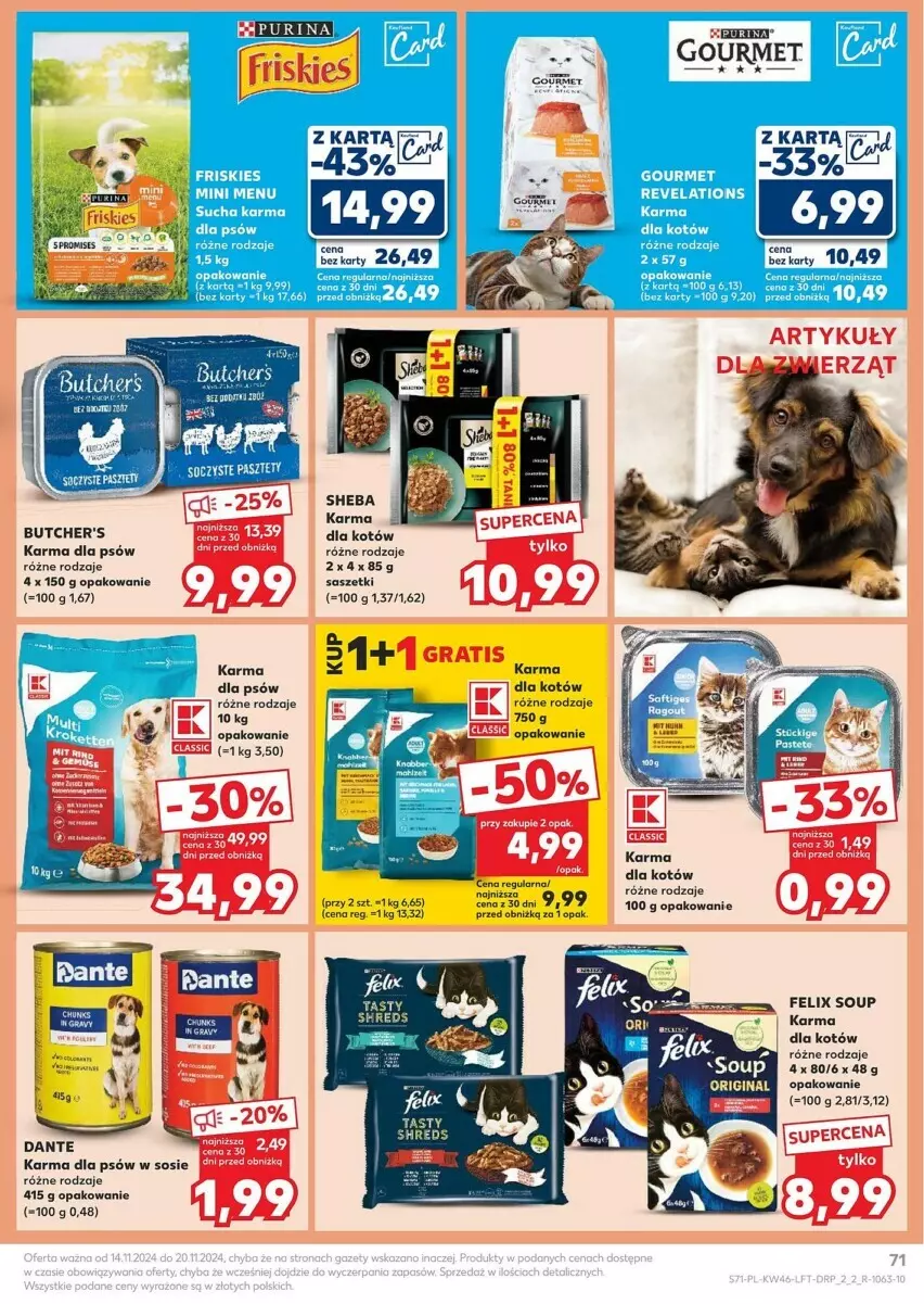 Gazetka promocyjna Kaufland - ważna 14.11 do 20.11.2024 - strona 69 - produkty: Butcher's, Felix, Friskies, Gra, Sheba, Sos