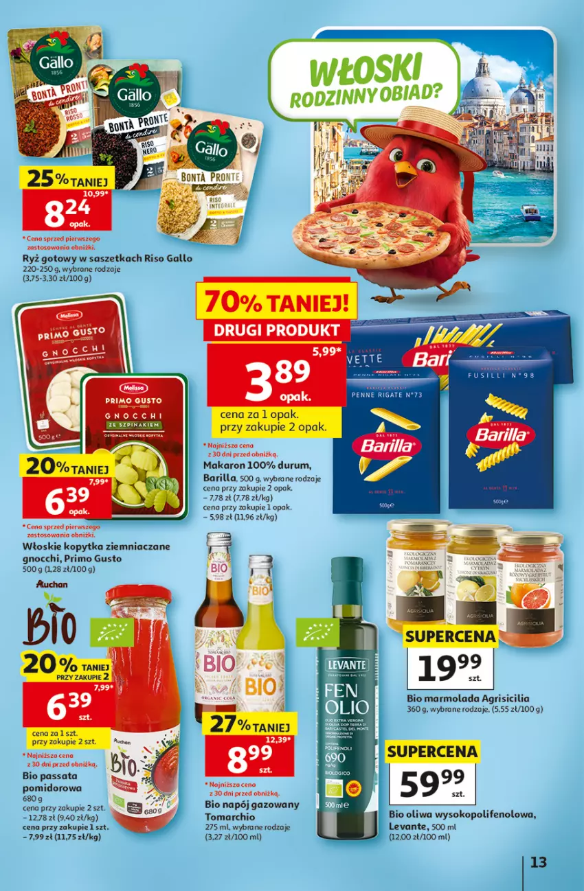 Gazetka promocyjna Auchan - 30 Lat Hipermarket - ważna 14.05 do 20.05.2026 - strona 13 - produkty: Barilla, Gnocchi, Kopytka, Makaron, Marmolada, Mola, Napój, Napój gazowany, Oliwa, Penne, Rum, Ryż, Sok, Szpinak