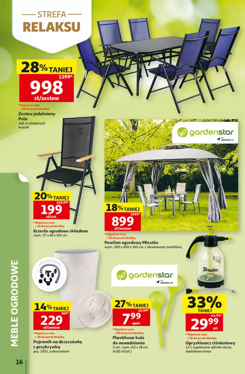 Gazetka promocyjna Auchan - 30 Lat Hipermarket - ważna 14.05 do 20.05.2026 - strona 16 - produkty: Fa, Jadalnia, Krzesło, Krzesło ogrodowe, Pojemnik, Stół