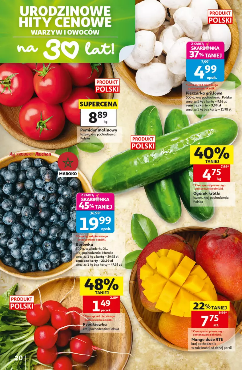 Gazetka promocyjna Auchan - 30 Lat Hipermarket - ważna 14.05 do 20.05.2026 - strona 20 - produkty: Fa, Grill, Mango, Ogórek, Pomidor malinowy