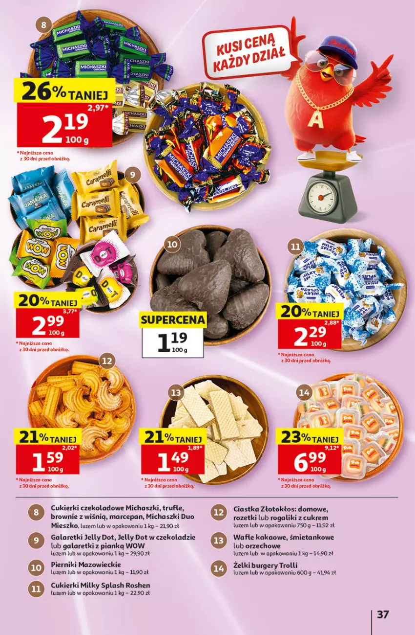 Gazetka promocyjna Auchan - 30 Lat Hipermarket - ważna 14.05 do 20.05.2026 - strona 37 - produkty: Brownie, Burger, Ciastka, Cukier, Cukierki, Cukierki czekoladowe, Gala, Galaretki, Kakao, Piernik, Rogal, Wafle