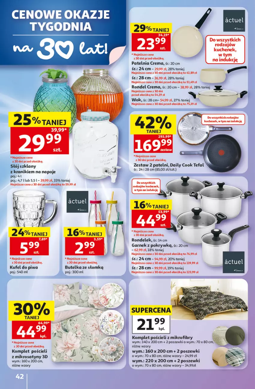 Gazetka promocyjna Auchan - 30 Lat Hipermarket - ważna 14.05 do 20.05.2026 - strona 42 - produkty: Fa, Garnek, Komplet pościeli, Napoje, Patelnia, Piwa, Pościel, Rondel, Tefal