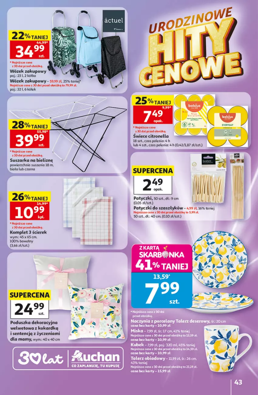 Gazetka promocyjna Auchan - 30 Lat Hipermarket - ważna 14.05 do 20.05.2026 - strona 43 - produkty: Poduszka, Poduszka dekoracyjna, Suszarka, Wózek