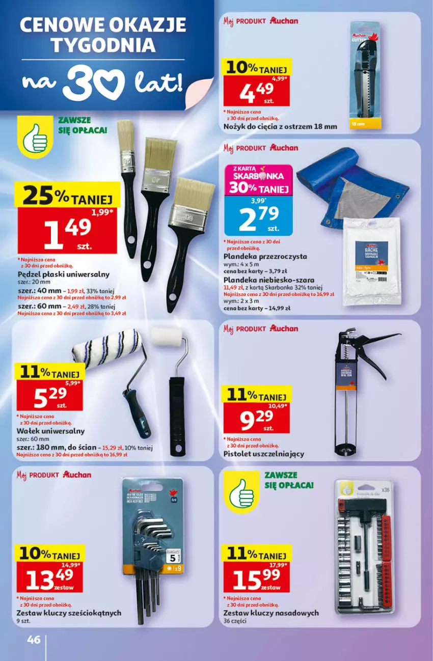 Gazetka promocyjna Auchan - 30 Lat Hipermarket - ważna 14.05 do 20.05.2026 - strona 46 - produkty: Noż, Pistolet, Wałek, Zestaw kluczy, Zestaw kluczy nasadowych