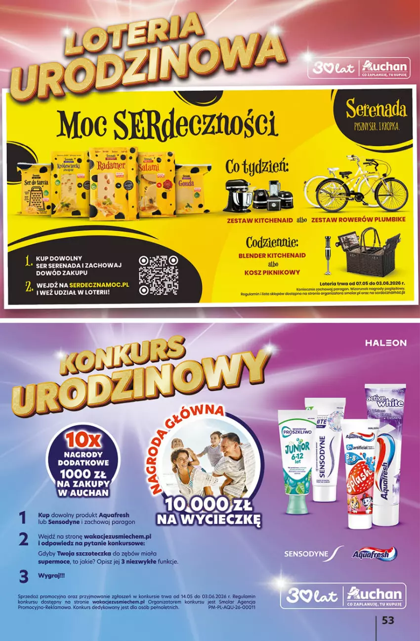 Gazetka promocyjna Auchan - 30 Lat Hipermarket - ważna 14.05 do 20.05.2026 - strona 53 - produkty: Aquafresh, Blender, Kosz, Mola, Sensodyne, Ser, Szczoteczka, Szczoteczka do zębów, Top