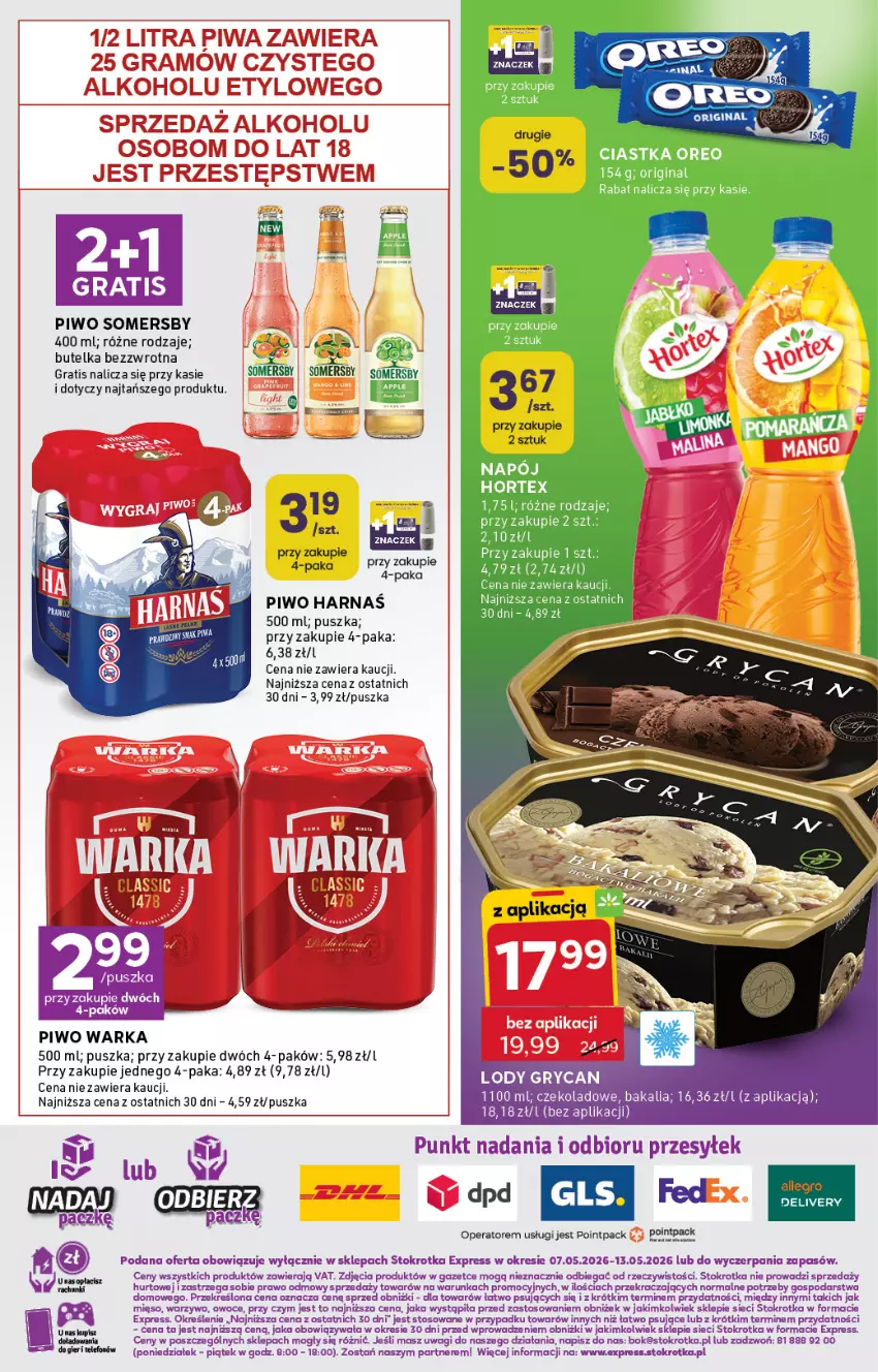 Gazetka promocyjna Stokrotka - Stokrotka Express - ważna 07.05 do 13.05.2026 - strona 6 - produkty: Gin, Gra, Gry, Harnaś, Hortex, Lody, O nas, Owoce, Piwo, Somersby, Wagi, Warka, Warzywa