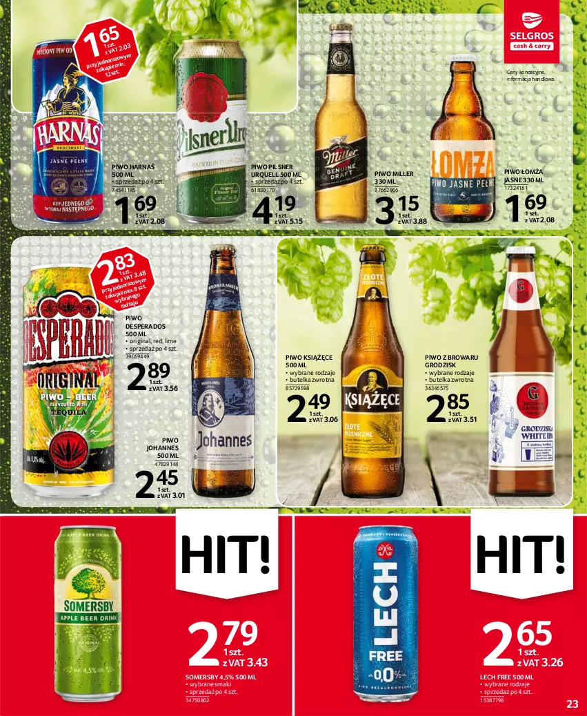 Gazetka promocyjna Selgros - Oferta spożywcza - ważna 25.02 do 10.03.2021 - strona 23 - produkty: Desperados, Gin, Harnaś, Książęce, Pilsner Urquell, Piwo, Somersby