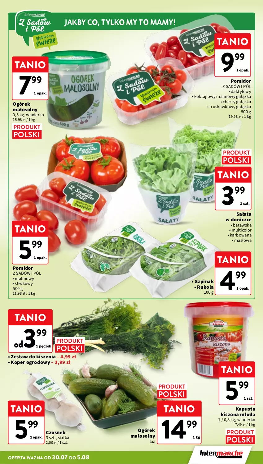 Gazetka promocyjna Intermarche - Gazetka promocyjna - ważna 30.07 do 05.08.2026 - strona 11 - produkty: Czosnek, Masło, Ogórek, Owoce, Rukola, Sałat, Siatka, Szpinak, Warzywa