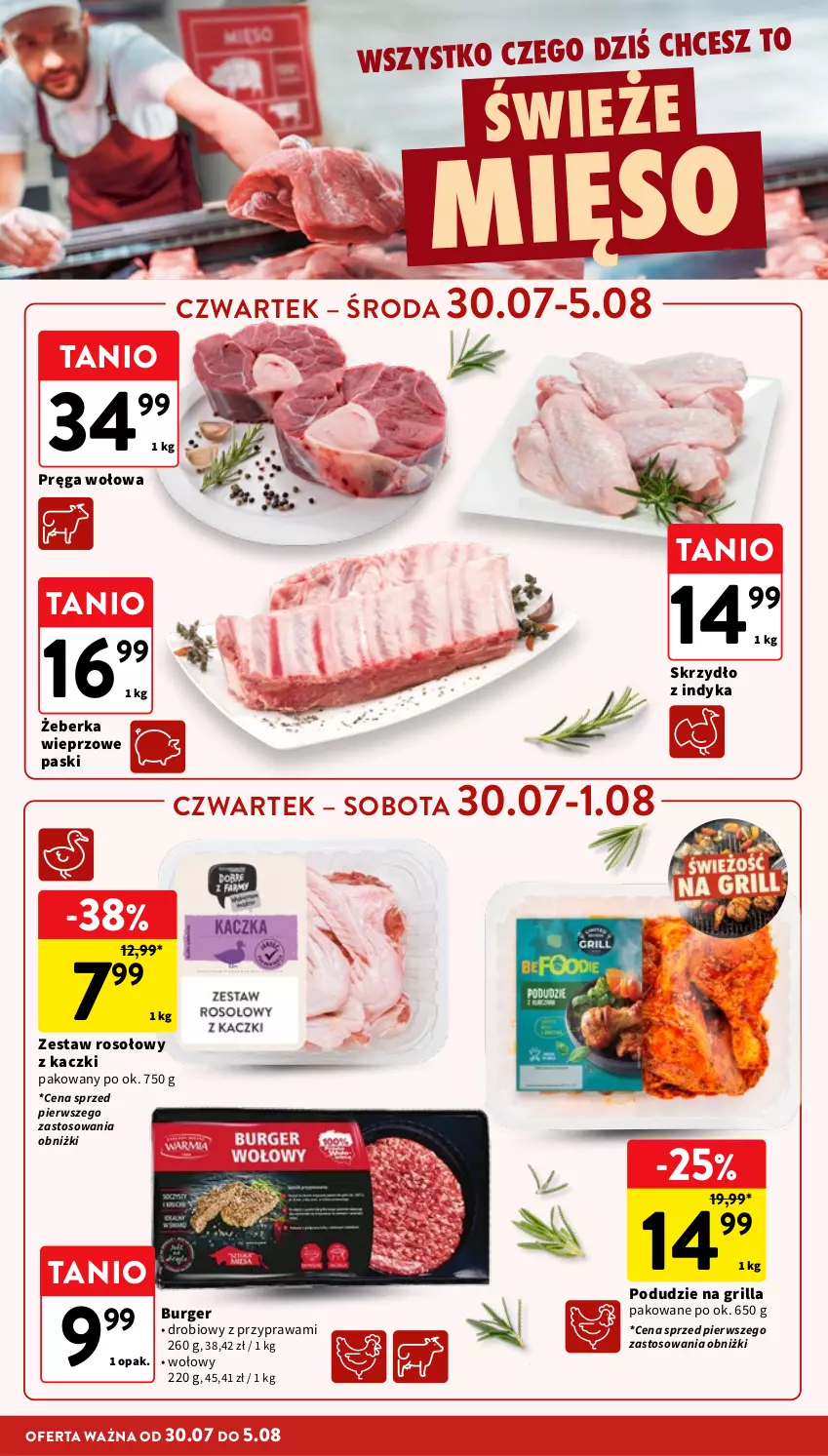 Gazetka promocyjna Intermarche - Gazetka promocyjna - ważna 30.07 do 05.08.2026 - strona 12 - produkty: Burger, Grill, Mięso, Pręga wołowa, Zestaw rosołowy z kaczki