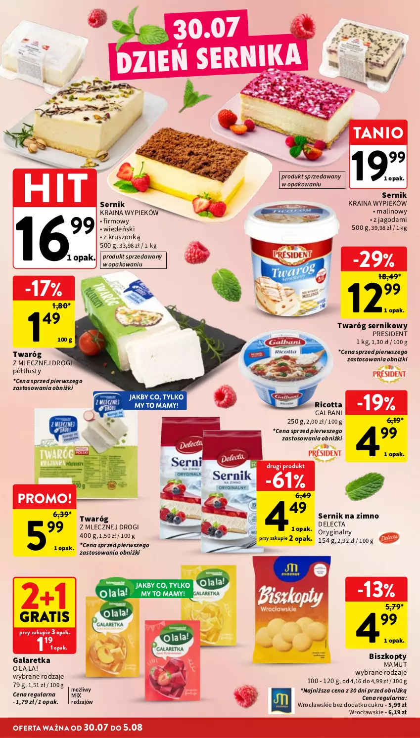 Gazetka promocyjna Intermarche - Gazetka promocyjna - ważna 30.07 do 05.08.2026 - strona 22 - produkty: Biszkopty, Delecta, Gala, Galaretka, Galbani, Gin, Gra, Ricotta, Ser, Twaróg