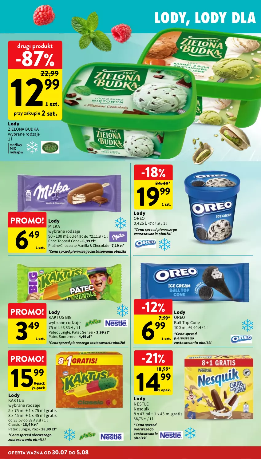 Gazetka promocyjna Intermarche - Gazetka promocyjna - ważna 30.07 do 05.08.2026 - strona 24 - produkty: Gra, Kaktus, Lody, Milka, Nesquik, Oreo, Top, Zielona Budka