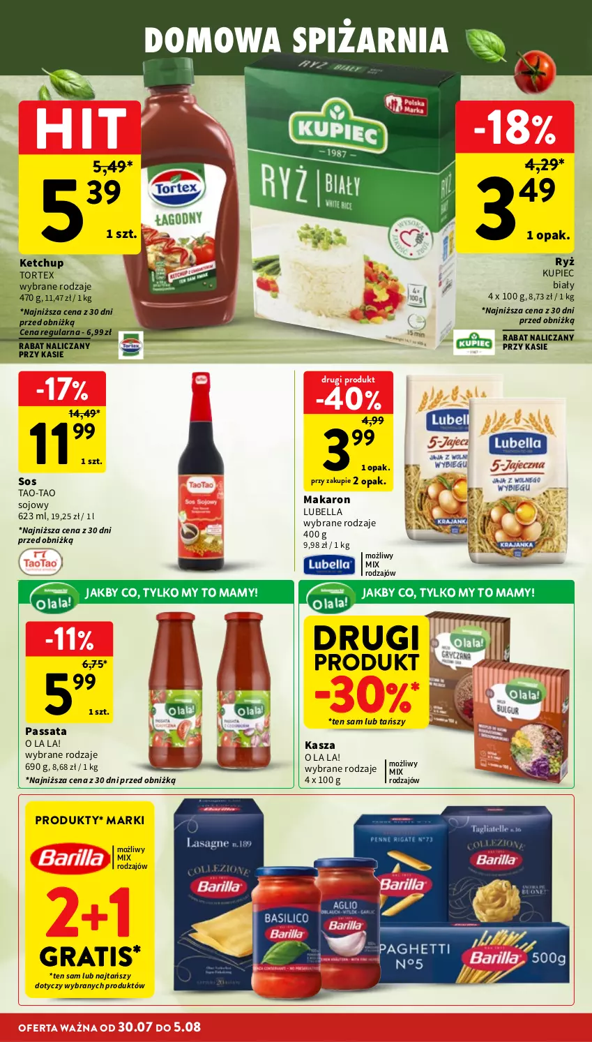 Gazetka promocyjna Intermarche - Gazetka promocyjna - ważna 30.07 do 05.08.2026 - strona 28 - produkty: Bell, Bella, Gra, Kasza, Ketchup, Kupiec, Lubella, Makaron, Piec, Ryż, Sos