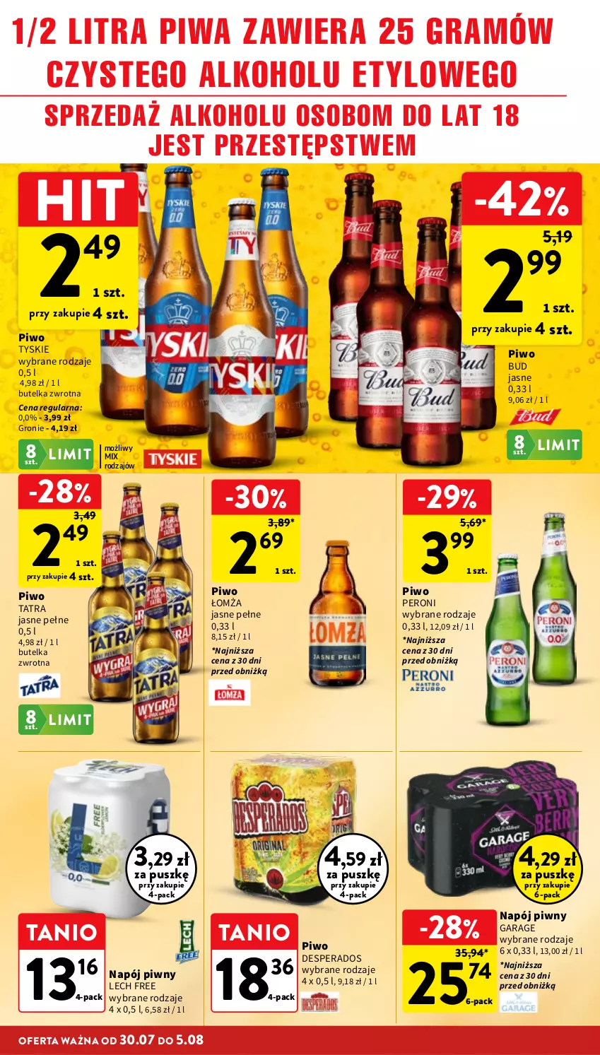 Gazetka promocyjna Intermarche - Gazetka promocyjna - ważna 30.07 do 05.08.2026 - strona 32 - produkty: Desperados, Gra, Napój, Piwa, Piwo, Tatra, Tyskie
