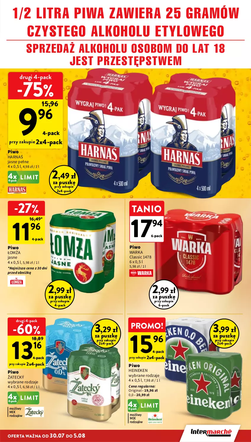 Gazetka promocyjna Intermarche - Gazetka promocyjna - ważna 30.07 do 05.08.2026 - strona 33 - produkty: Gin, Gra, Harnaś, Heineken, Napoje, Piwa, Piwo, Warka
