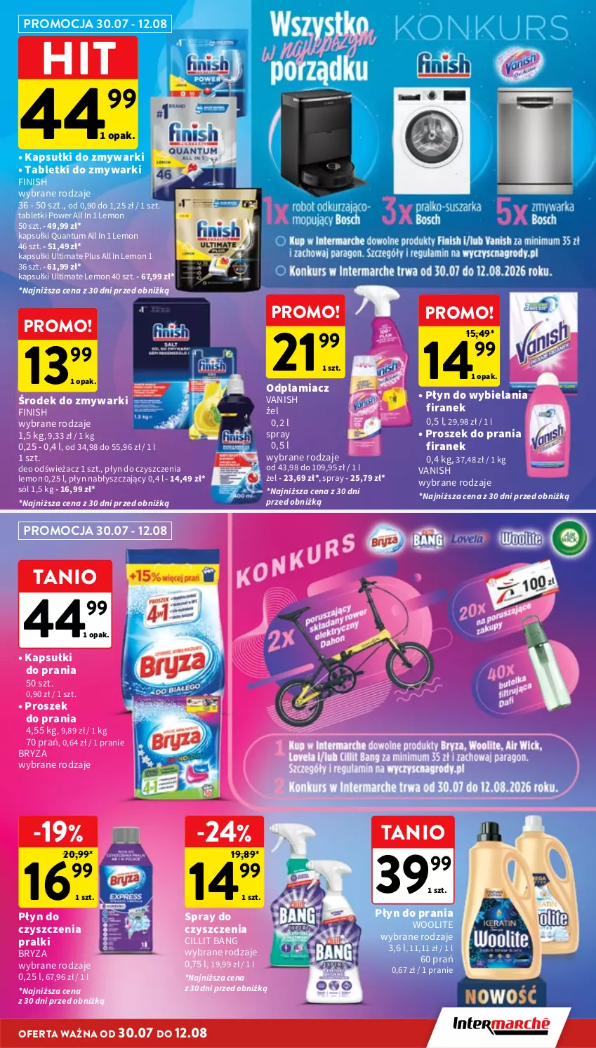 Gazetka promocyjna Intermarche - Gazetka promocyjna - ważna 30.07 do 05.08.2026 - strona 37 - produkty: Bryza, Cillit Bang, Finish, Kapsułki do prania, Odplamiacz, Płyn do prania, Płyn nabłyszczający, Pralki, Proszek do prania, Sól, Spray do czyszczenia, Tablet, Tabletki do zmywarki, Vanish, Woolite, Zmywarki