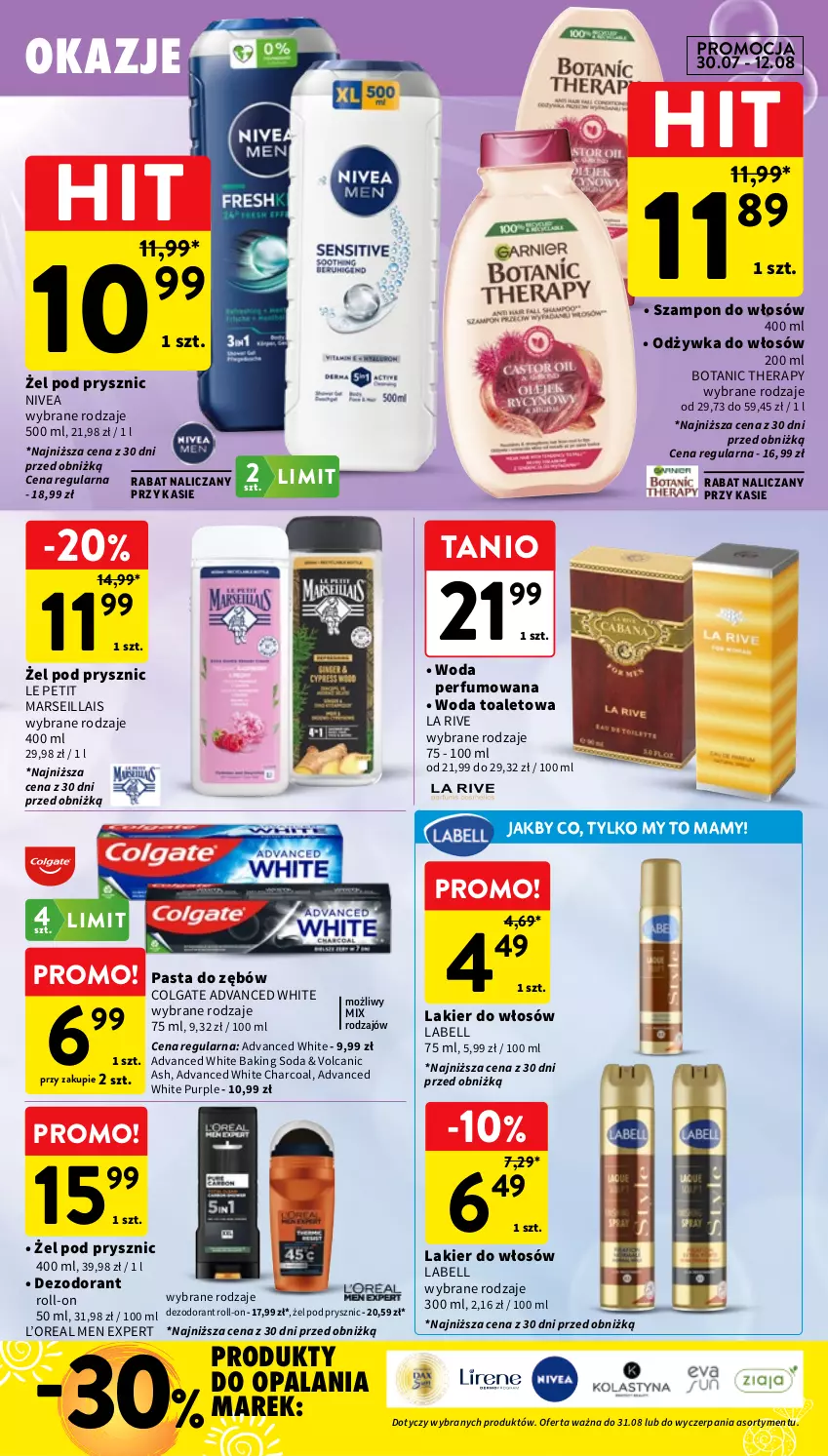 Gazetka promocyjna Intermarche - Gazetka promocyjna - ważna 30.07 do 05.08.2026 - strona 39 - produkty: Bell, Colgate, Dezodorant, La Rive, Lakier, Lakier do włosów, LG, Mars, Nivea, Odżywka, Pasta do zębów, Perfum, Pur, Szampon, Woda, Woda perfumowana, Woda toaletowa