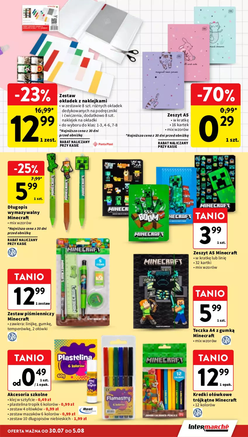 Gazetka promocyjna Intermarche - Gazetka promocyjna - ważna 30.07 do 05.08.2026 - strona 41 - produkty: Długopis, Klej, Minecraft, Plastelina, Ręcznik