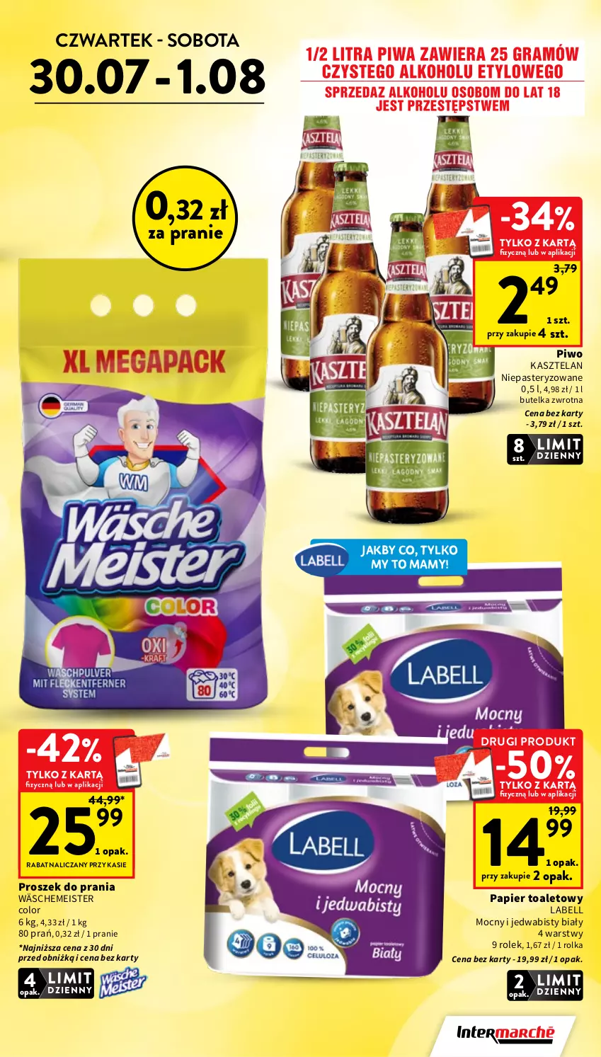 Gazetka promocyjna Intermarche - Gazetka promocyjna - ważna 30.07 do 05.08.2026 - strona 5 - produkty: Bell, Kasztelan, Papier, Papier toaletowy, Piwo, Proszek do prania