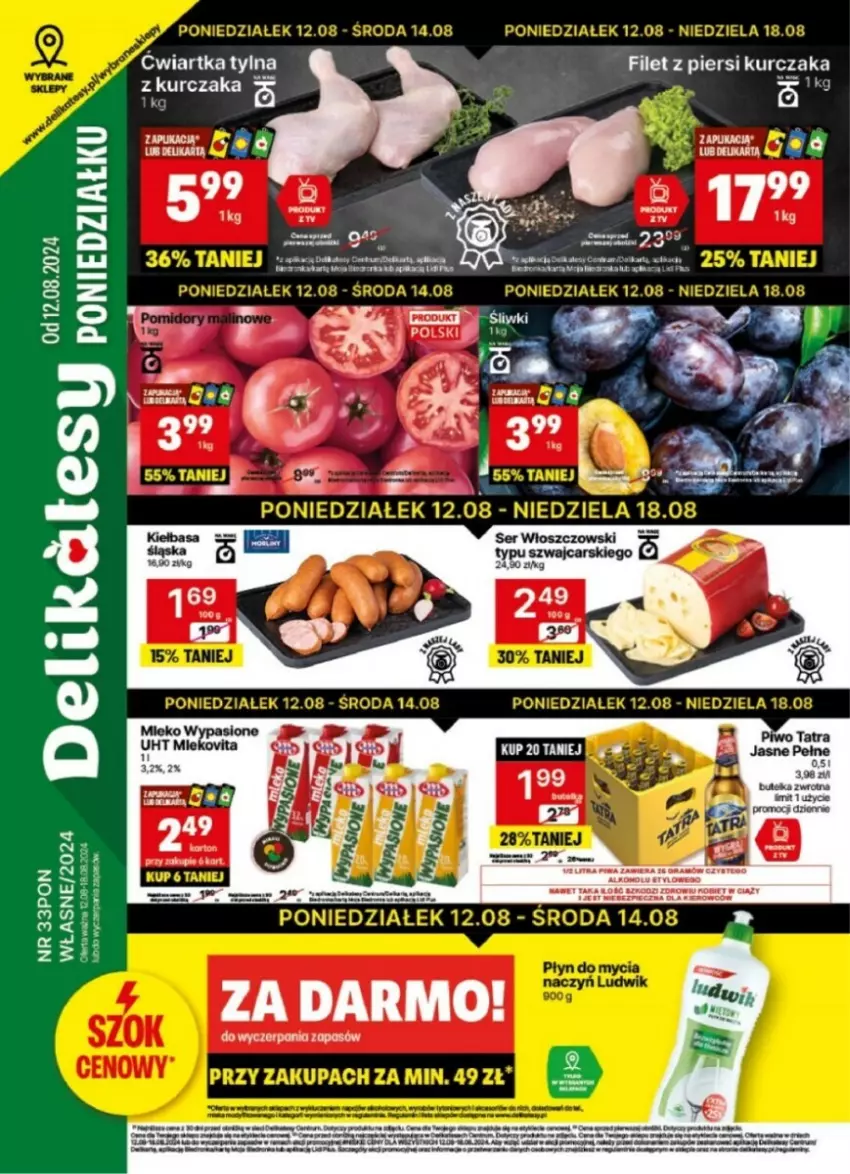 Gazetka promocyjna Delikatesy Centrum - ważna 12.08 do 18.08.2024 - strona 1 - produkty: Artur, Fa, Filet z piersi kurczaka, Kurczak, Wino