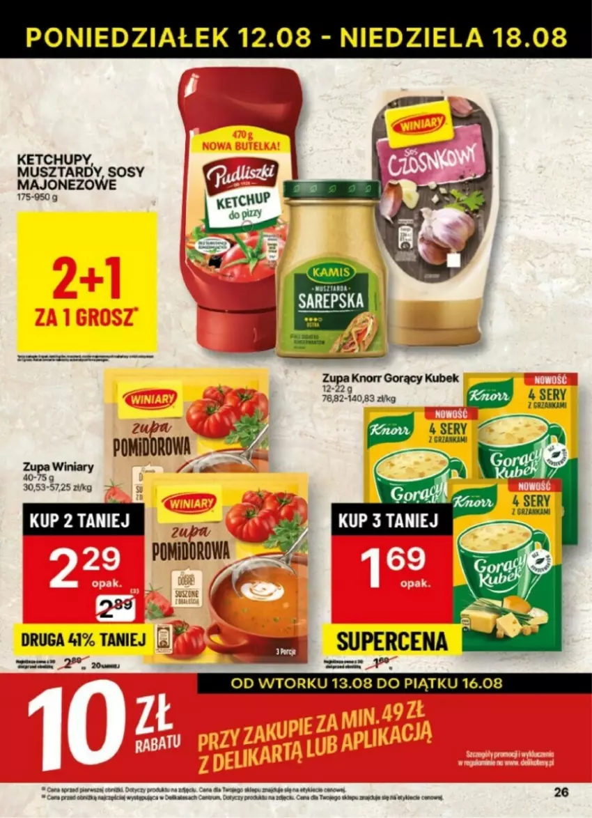 Gazetka promocyjna Delikatesy Centrum - ważna 12.08 do 18.08.2024 - strona 19 - produkty: Ketchup, Knorr, Kubek, Majonez, Mus, Rum, Ser, Sos, Winiary, Zupa