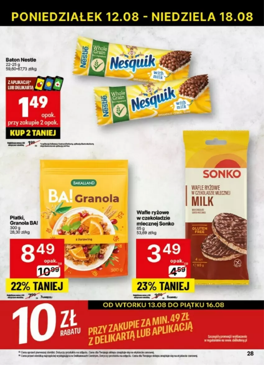 Gazetka promocyjna Delikatesy Centrum - ważna 12.08 do 18.08.2024 - strona 21 - produkty: Ba!, Baton, Gra, Granola, Miecz, Rum, Ryż, Sonko, Wafle