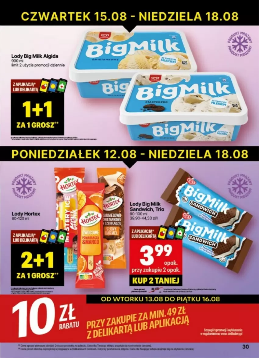 Gazetka promocyjna Delikatesy Centrum - ważna 12.08 do 18.08.2024 - strona 24 - produkty: Algida, Big Milk, LG, Lody, Woda