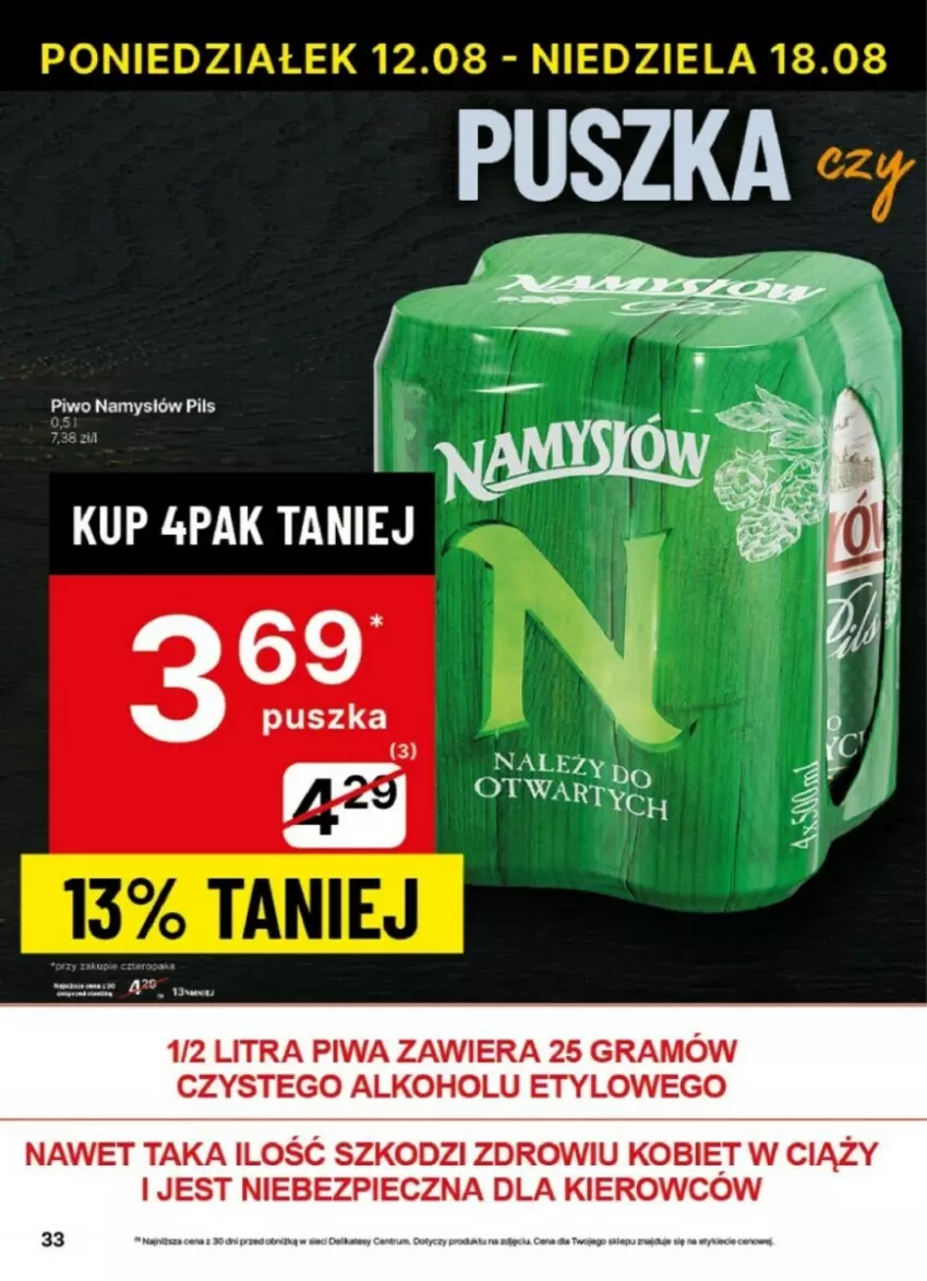 Gazetka promocyjna Delikatesy Centrum - ważna 12.08 do 18.08.2024 - strona 27 - produkty: Fa, Gra, LG, Namysłów, Piec, Piwa, Piwo