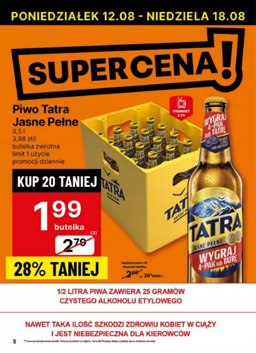 Gazetka promocyjna Delikatesy Centrum - ważna 12.08 do 18.08.2024 - strona 37 - produkty: Gra, Piec, Piwa, Piwo, Tatra