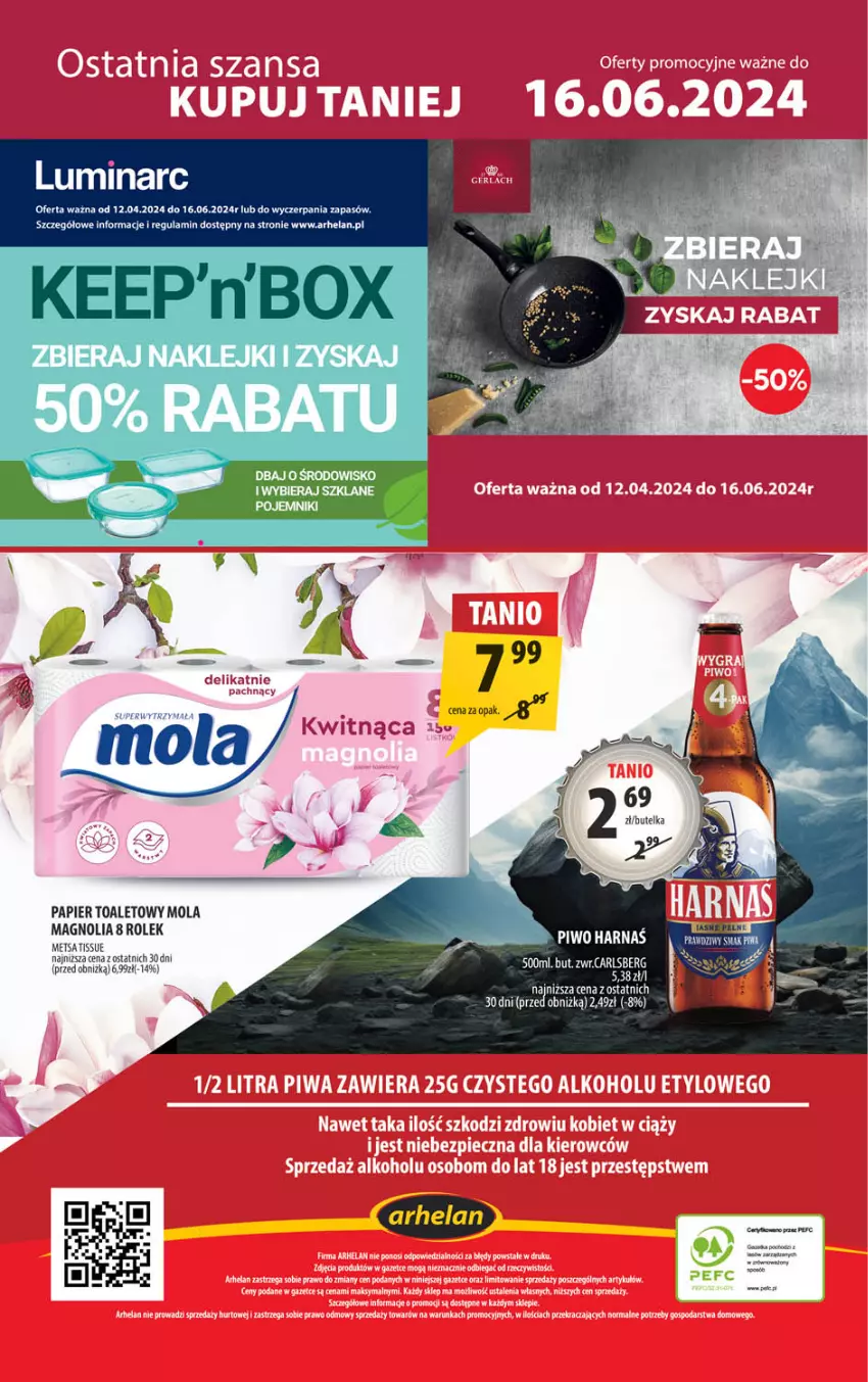 Gazetka promocyjna Arhelan - Gazetka - ważna 27.05 do 09.06.2024 - strona 20 - produkty: EPEE, Fa, Harnaś, Klej, Mola, Papier, Papier toaletowy, Piwo