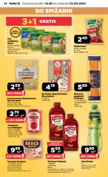 Gazetka promocyjna Netto - Netto Gazetka Food 34/24A - Gazetka - ważna od 25.08 do 25.08.2024 - strona 14 - produkty: Ketchup, Makaron, Sos, Ryż, Gra, Rio Mare, Kuskus, Sałat, Spaghetti, Tuńczyk, Pudliszki, Kasza, Olej, Pomidory, Ryż biały, Knorr, Szpinak