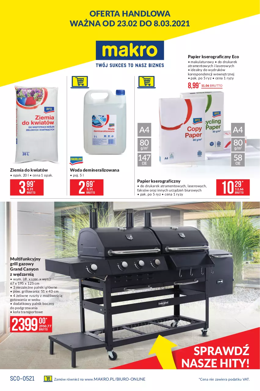 Gazetka promocyjna Makro - [Oferta promocyjna] Artykuły przemysłowe - ważna 23.02 do 08.03.2021 - strona 1 - produkty: Biuro, Fa, Gra, Grill, Grill gazowy, Papier, Por, Ser, Sport, Tran, Woda