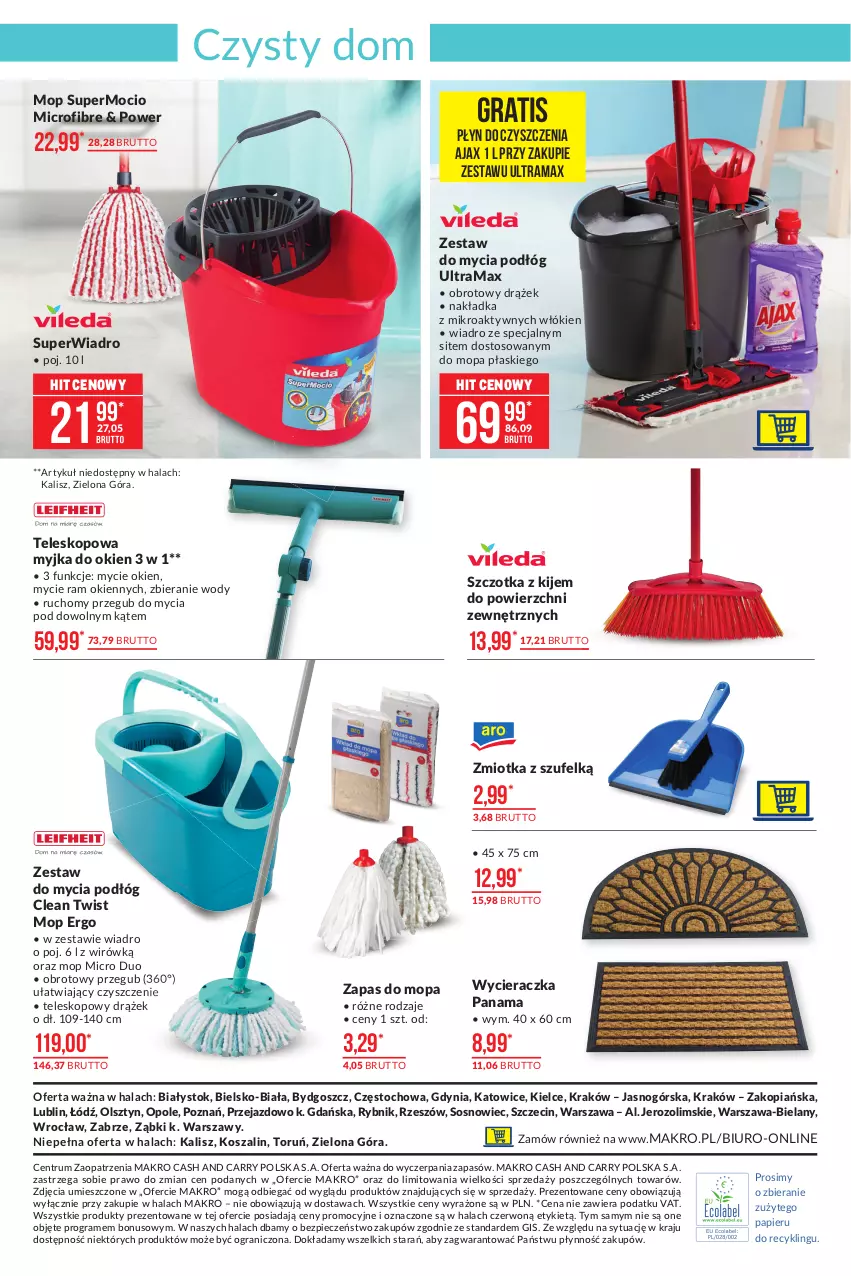 Gazetka promocyjna Makro - [Oferta promocyjna] Artykuły przemysłowe - ważna 23.02 do 08.03.2021 - strona 14 - produkty: Ajax, Biuro, Gra, Kije, Kosz, Mop, Myjka do okien, Papier, Piec, Rama, Rum, Sos, Szal, Szczotka, Teleskop, Wiadro, Wycieraczka