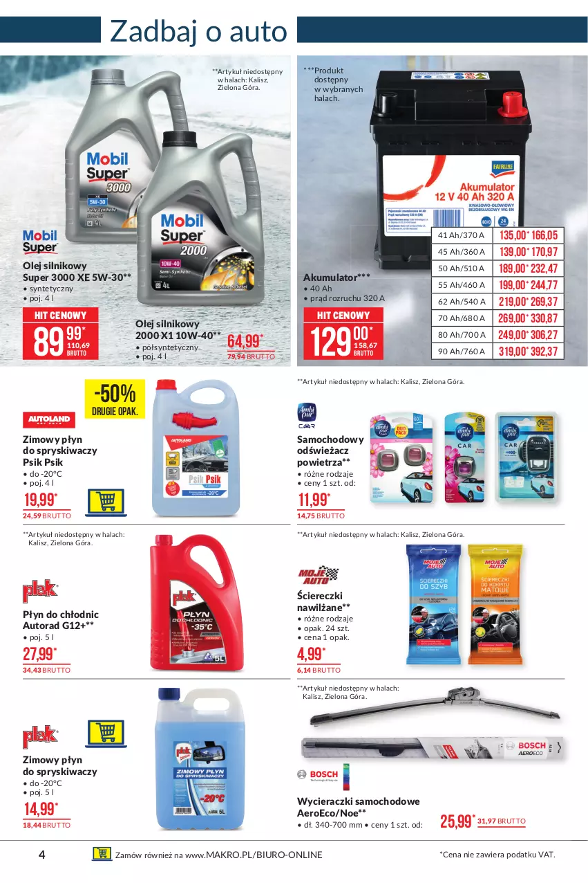 Gazetka promocyjna Makro - [Oferta promocyjna] Artykuły przemysłowe - ważna 23.02 do 08.03.2021 - strona 4 - produkty: Akumulator, Biuro, Odświeżacz powietrza, Olej, Olej silnikowy, Płyn do chłodnic, Płyn do spryskiwaczy