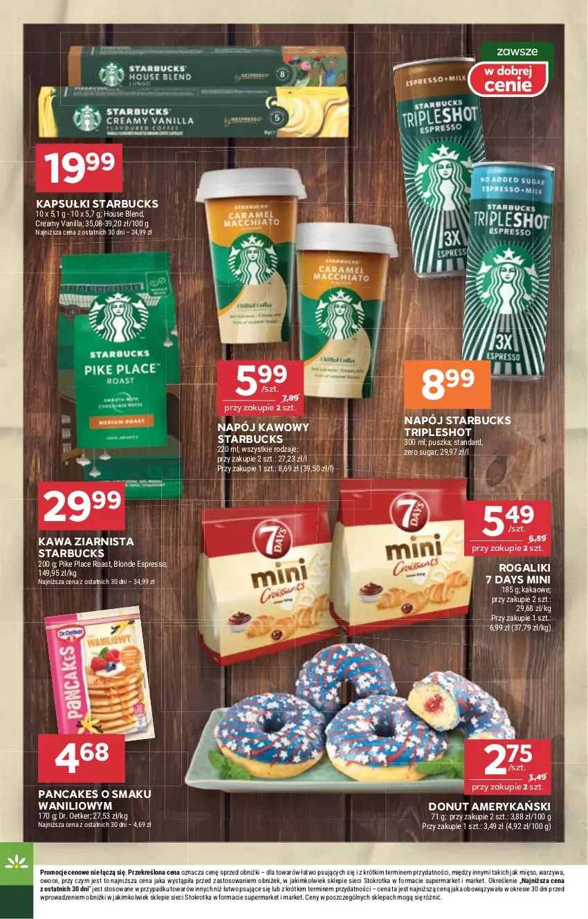Gazetka promocyjna Stokrotka - Supermarket - ważna 04.09 do 10.09.2025 - strona 26 - produkty: 7 Days, Donut, Dr. Oetker, Kakao, Kawa, Kawa ziarnista, Mięso, Napój, Owoce, Rogal, Warzywa