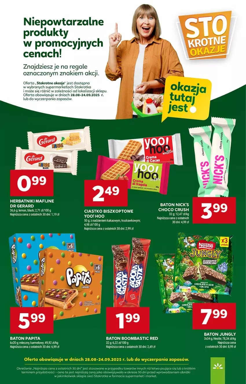 Gazetka promocyjna Stokrotka - Supermarket - ważna 04.09 do 10.09.2025 - strona 33 - produkty: Baton, Dr Gerard, Herbatniki, Herbatniki Mafijne, Kakao, Lack