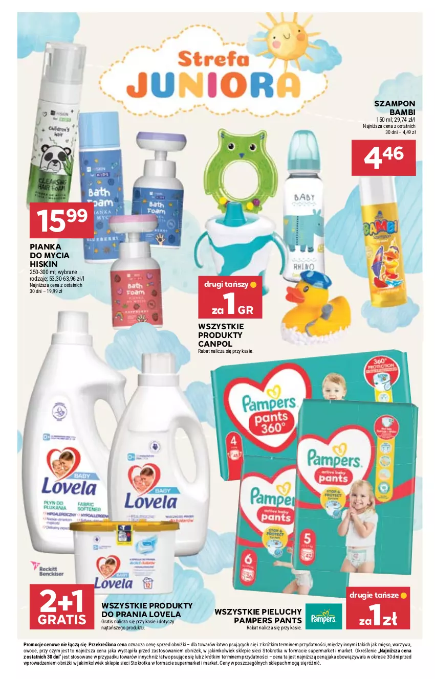 Gazetka promocyjna Stokrotka - Supermarket - ważna 04.09 do 10.09.2025 - strona 39 - produkty: Canpol, Gra, Lovela, Mięso, Owoce, Pampers, Pieluchy, Szampon, Warzywa