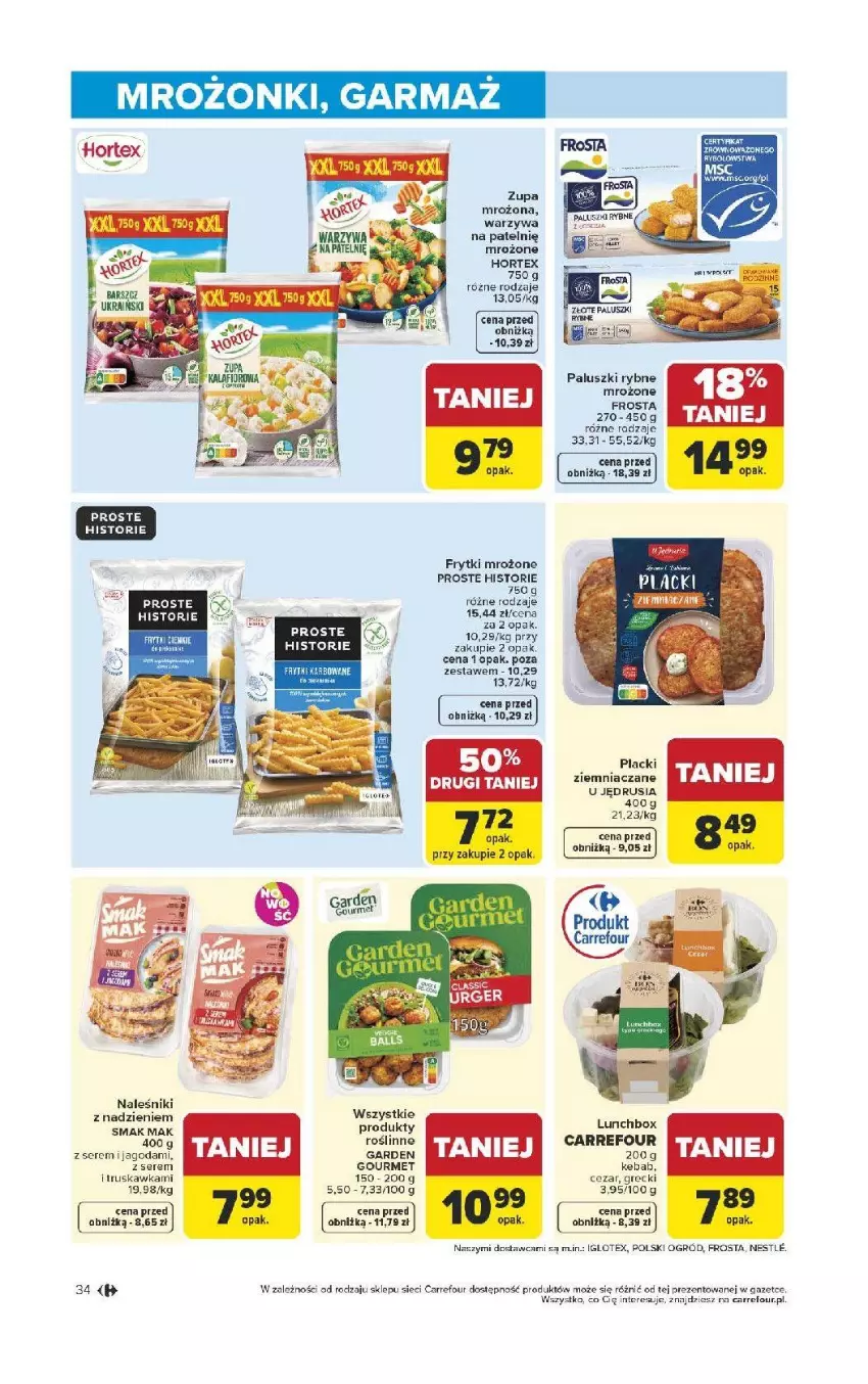 Gazetka promocyjna Carrefour - Gazetka Carrefour, Market od poniedziałku! - ważna 13.04 do 18.04.2026 - strona 36 - produkty: Frosta, Frytki, Hortex, Kebab, Lack, LG, Mus, Naleśniki, Ogród, Paluszki rybne, Ser, Sok, Warzywa, Zupa