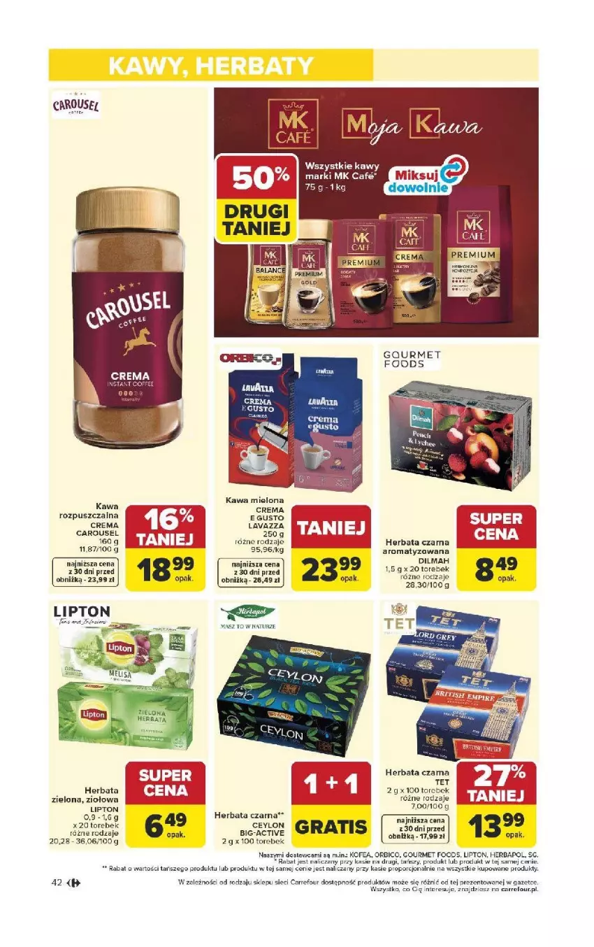 Gazetka promocyjna Carrefour - Gazetka Carrefour, Market od poniedziałku! - ważna 13.04 do 18.04.2026 - strona 44 - produkty: BIC, Dilmah, Fa, Herbapol, Herbata, Herbata czarna, Kawa, Kawa mielona, Lavazza, Lipton, Por