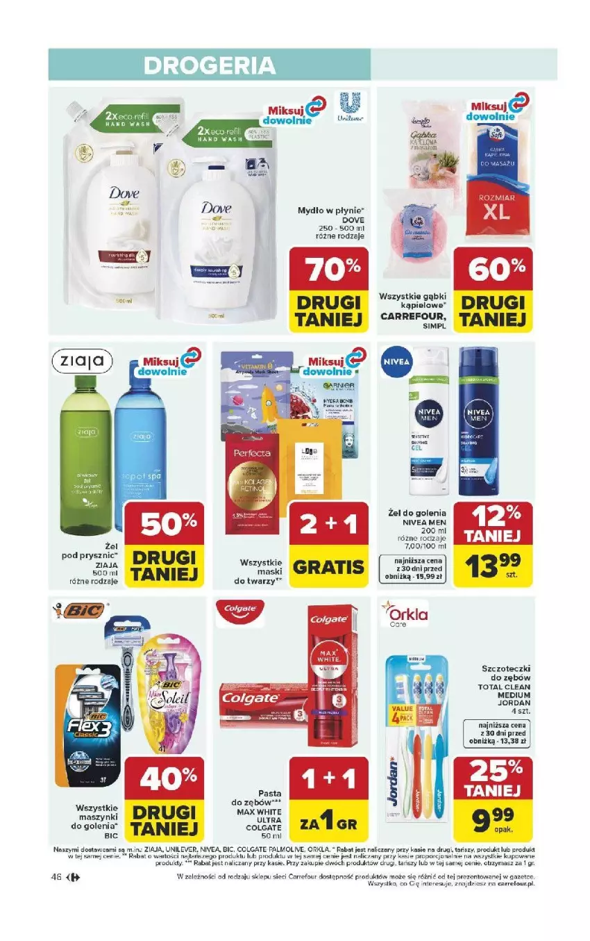 Gazetka promocyjna Carrefour - Gazetka Carrefour, Market od poniedziałku! - ważna 13.04 do 18.04.2026 - strona 48 - produkty: BIC, Colgate, Dove, Fa, LG, Mydło, Mydło w płynie, Nivea, Nivea Men, Por, Ziaja
