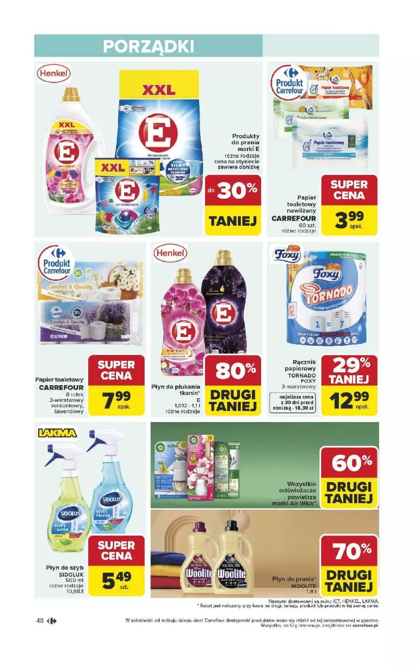 Gazetka promocyjna Carrefour - Gazetka Carrefour, Market od poniedziałku! - ważna 13.04 do 18.04.2026 - strona 50 - produkty: Foxy, Papier, Papier toaletowy, Płyn do płukania, Płyn do szyb, Por, Ręcznik, Rum, Sidolux