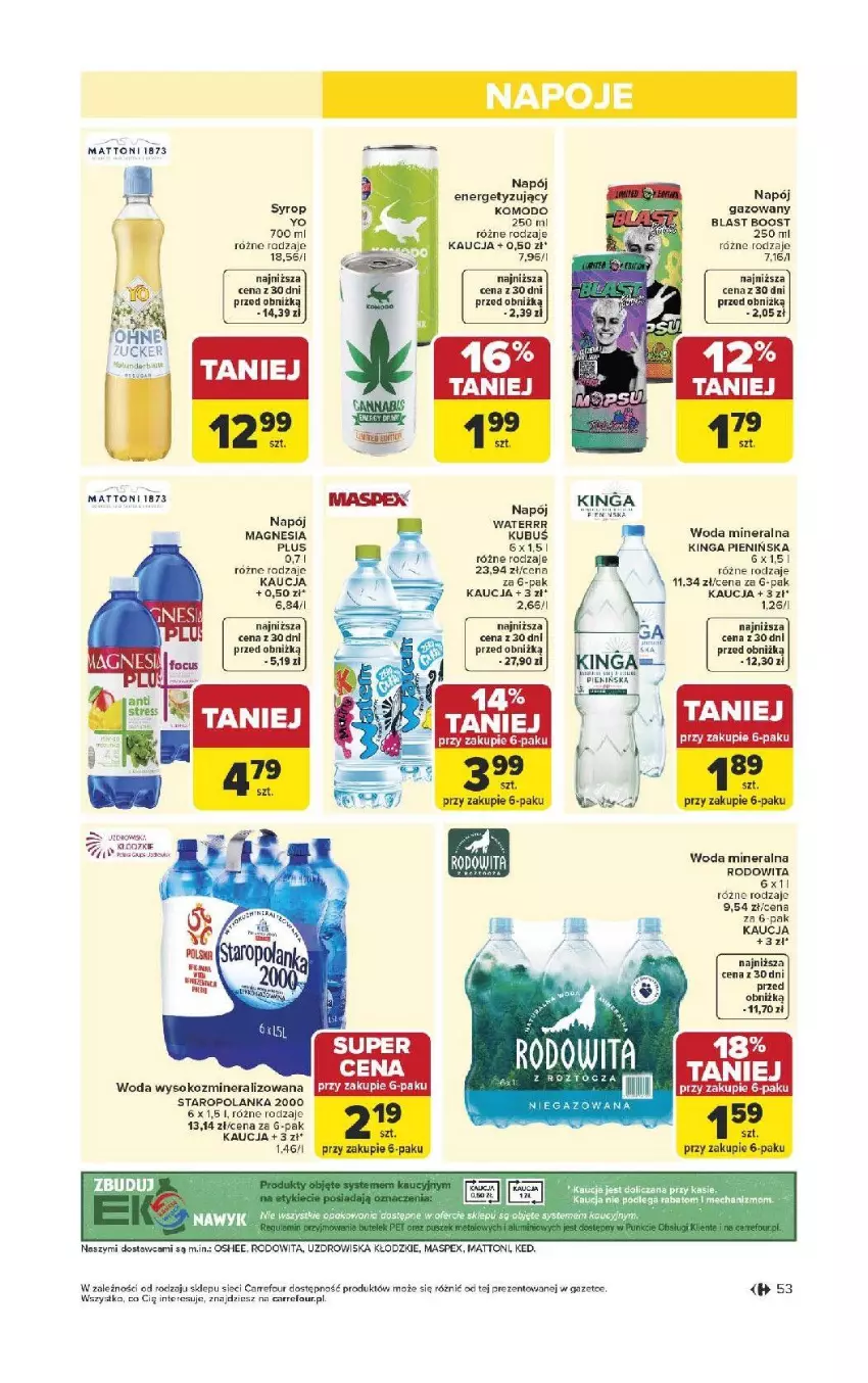 Gazetka promocyjna Carrefour - Gazetka Carrefour, Market od poniedziałku! - ważna 13.04 do 18.04.2026 - strona 55 - produkty: Fa, Kubuś, Napój, Oshee, Staropolanka, Syrop, Woda, Woda mineralna
