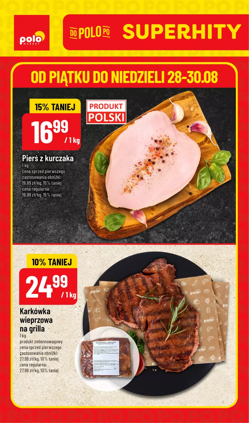 Gazetka promocyjna PoloMarket - Ulotka superhity - ważna 28.08 do 30.08.2026 - strona 1 - produkty: Karkówka wieprzowa, Kurczak