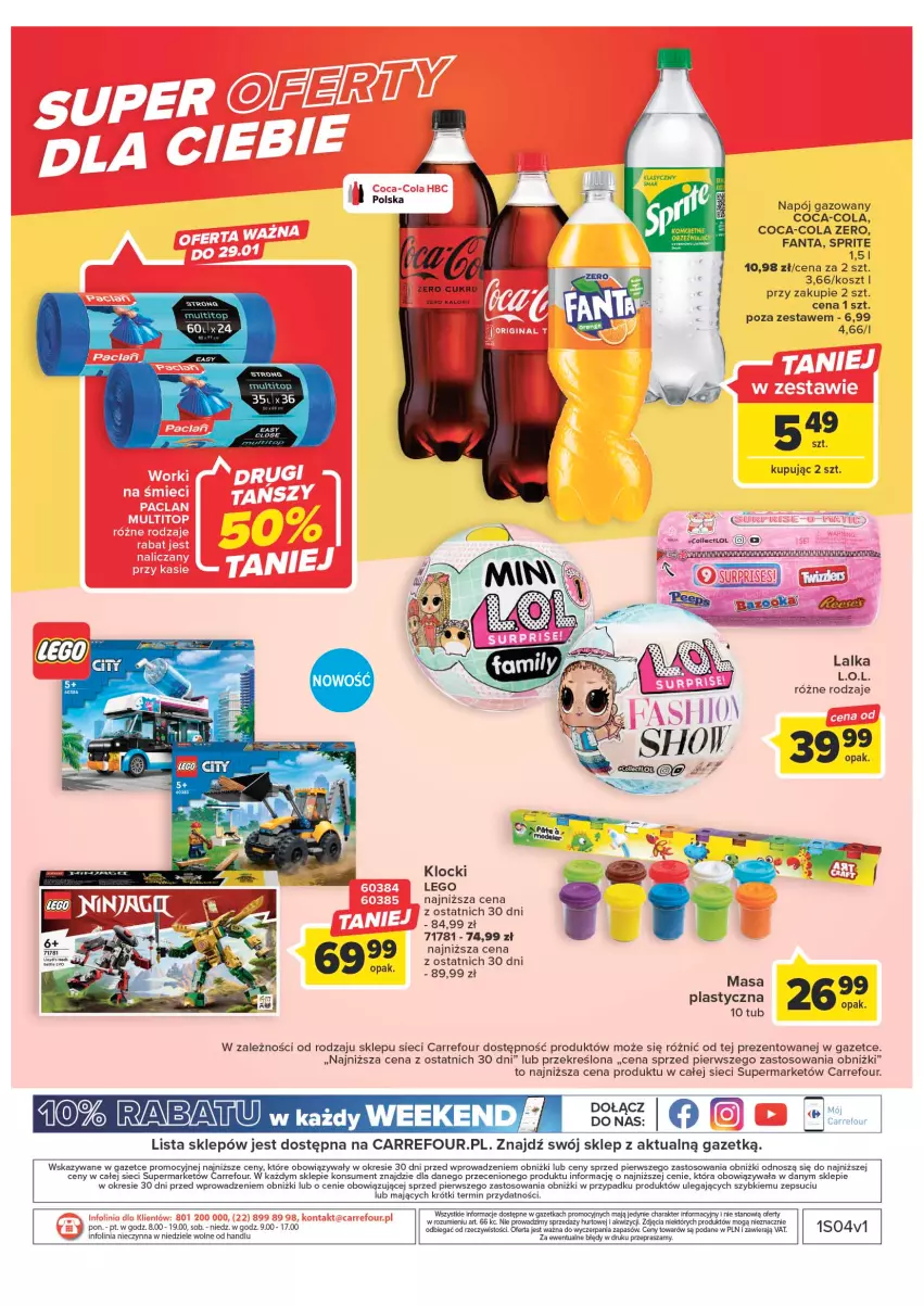 Gazetka promocyjna Carrefour - Gazetka Market - ważna 24.01 do 04.02.2023 - strona 20 - produkty: Coca-Cola, Fa, Fanta, Klocki, Kosz, Kret, L.O.L., LEGO, Napój, Napój gazowany, Sprite