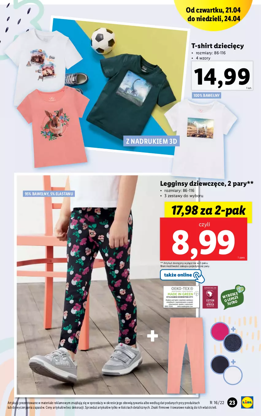 Gazetka promocyjna Lidl - GAZETKA - ważna 19.04 do 24.04.2022 - strona 25 - produkty: Dzieci, Gin, Legginsy, T-shirt