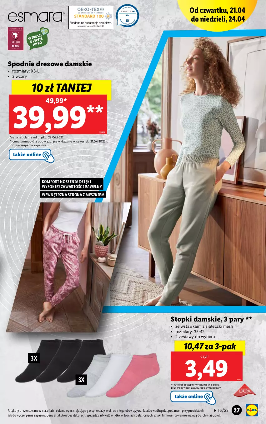 Gazetka promocyjna Lidl - GAZETKA - ważna 19.04 do 24.04.2022 - strona 29 - produkty: Dres, Sok, Spodnie, Spodnie dresowe, Top